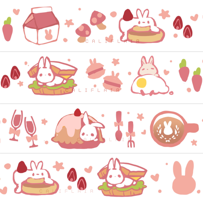 Pink Bunny Washi Tape (Rose Gold Foil)