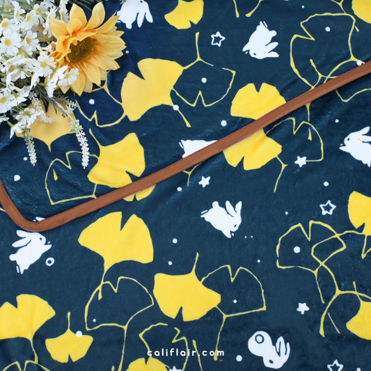 Ginkgo Bunny Throw Blanket