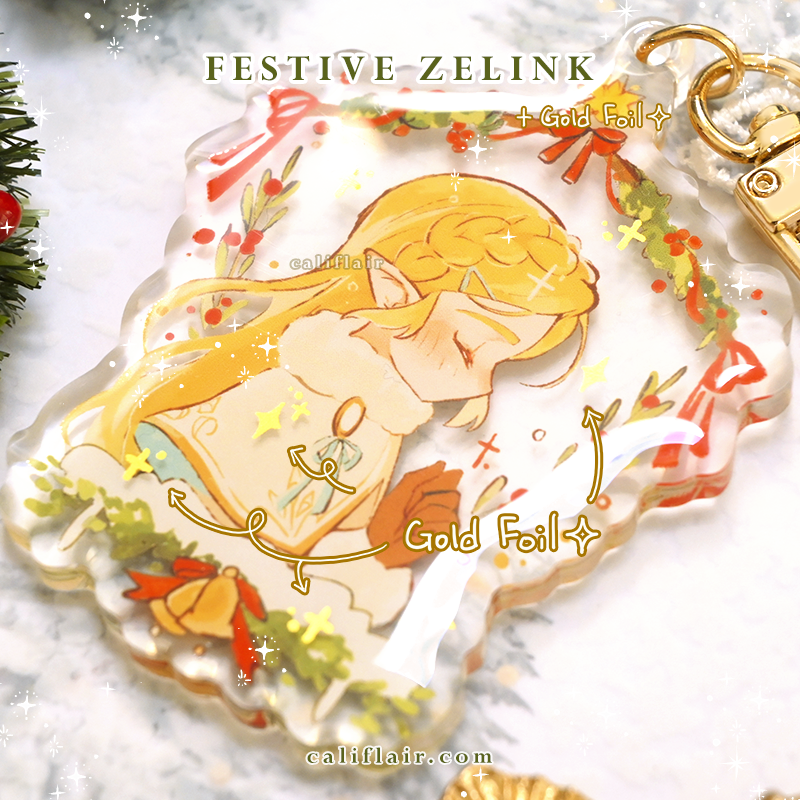 Festive Zelda Acrylic Charm [Gold foil]