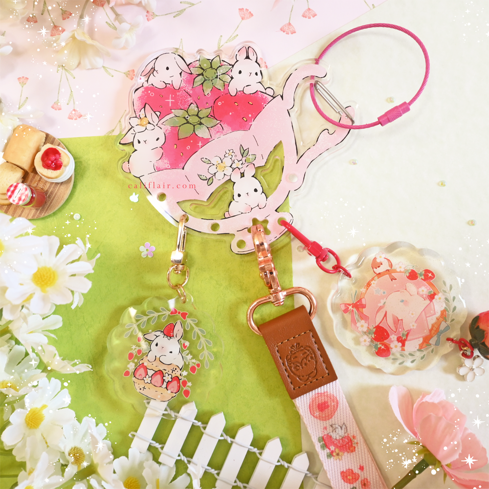 Strawberry Teacup Carabiner