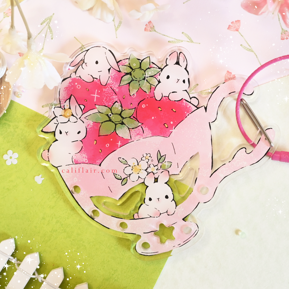 Strawberry Teacup Carabiner